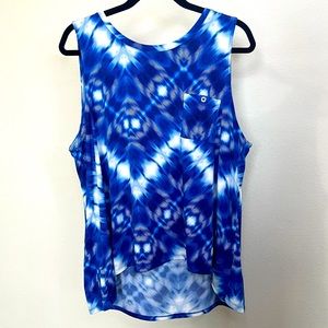 Xl Ellen Tracy blue patterned sleeveless tank top blouse